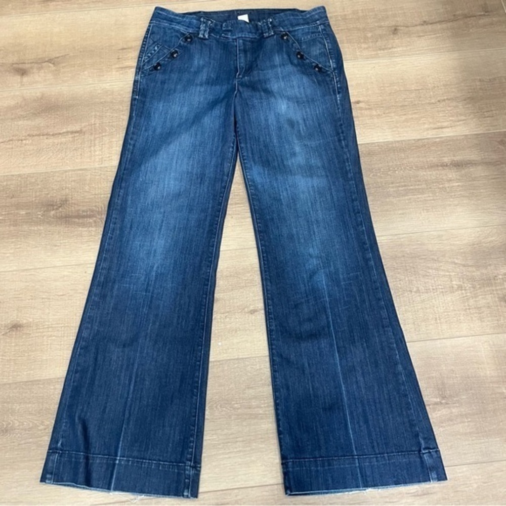 Lucky Brand Sailor Moon‎ Wide Leg High Rise Blue Jeans Flared 36x33 USA Stretch